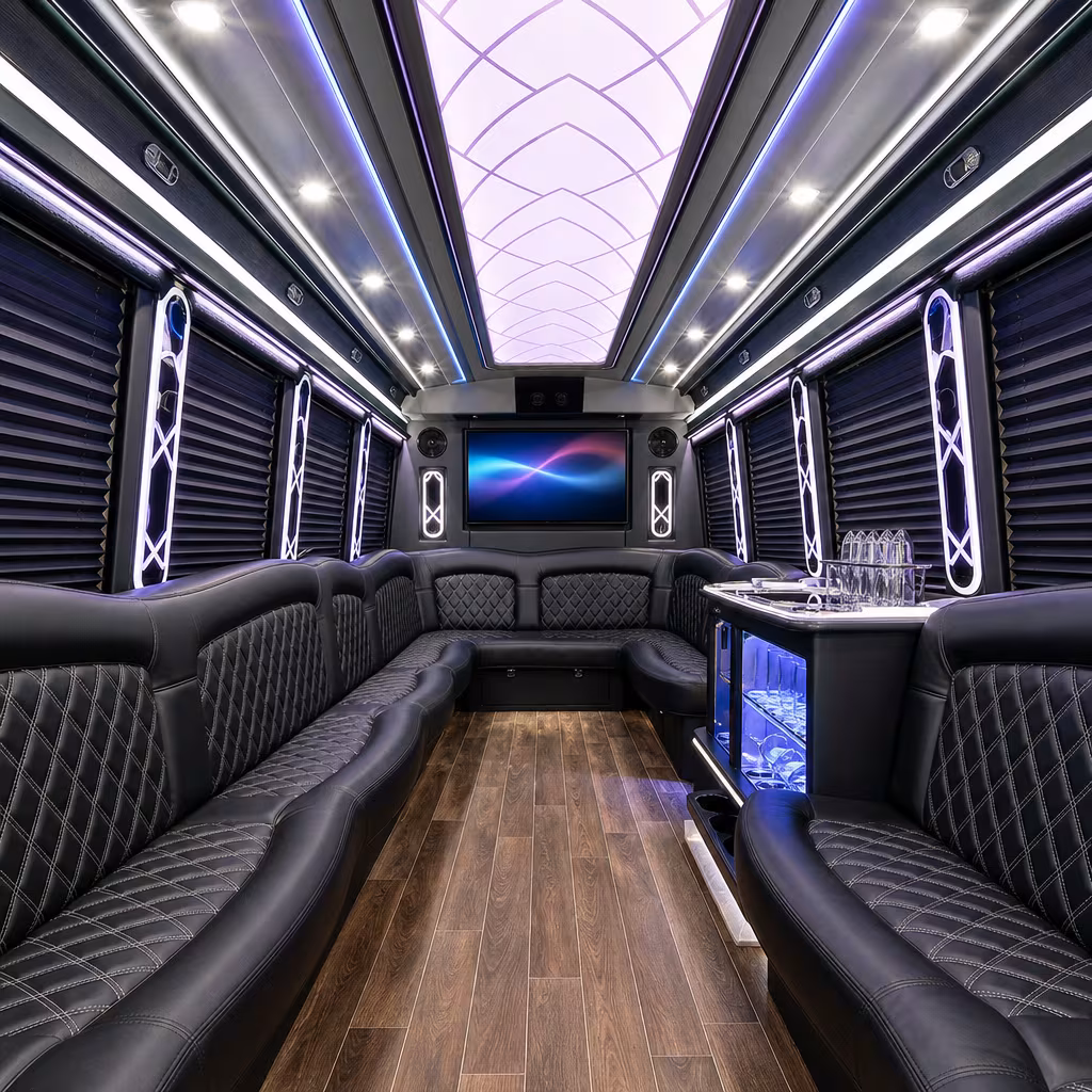 15 Passenger Party Bus Interior