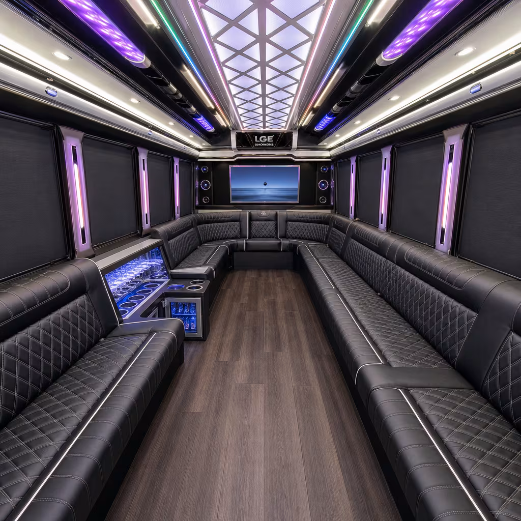 20 Passenger Party Bus Interior