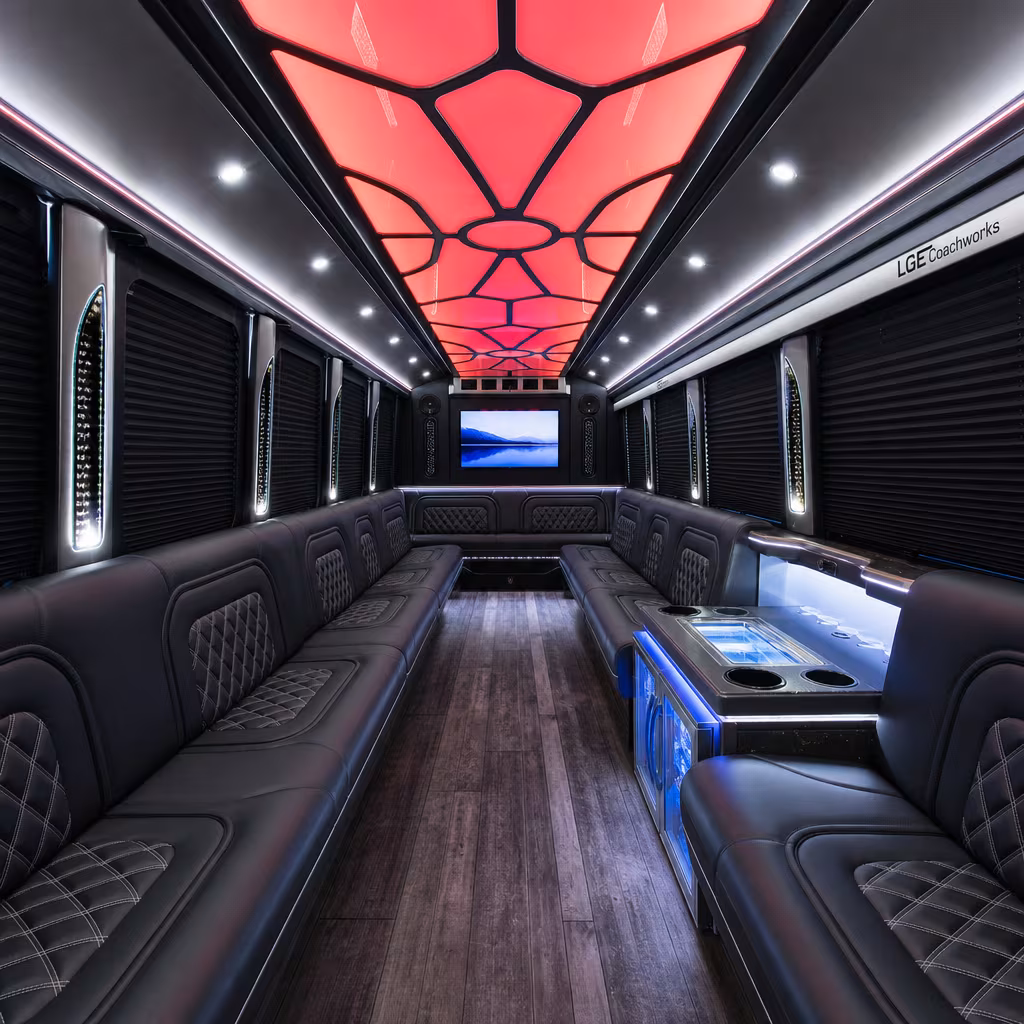 25 Passenger Party Bus Interior
