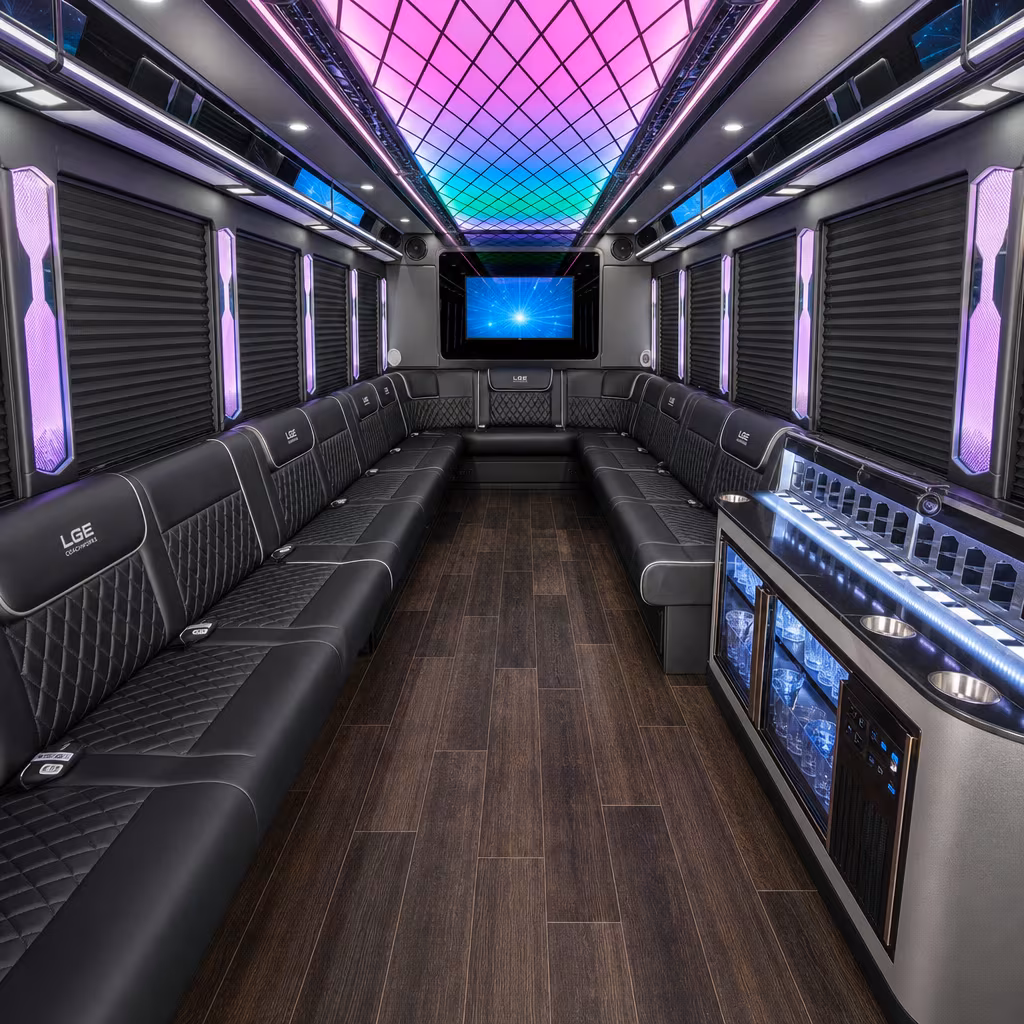 25 Passenger Party Bus Interior