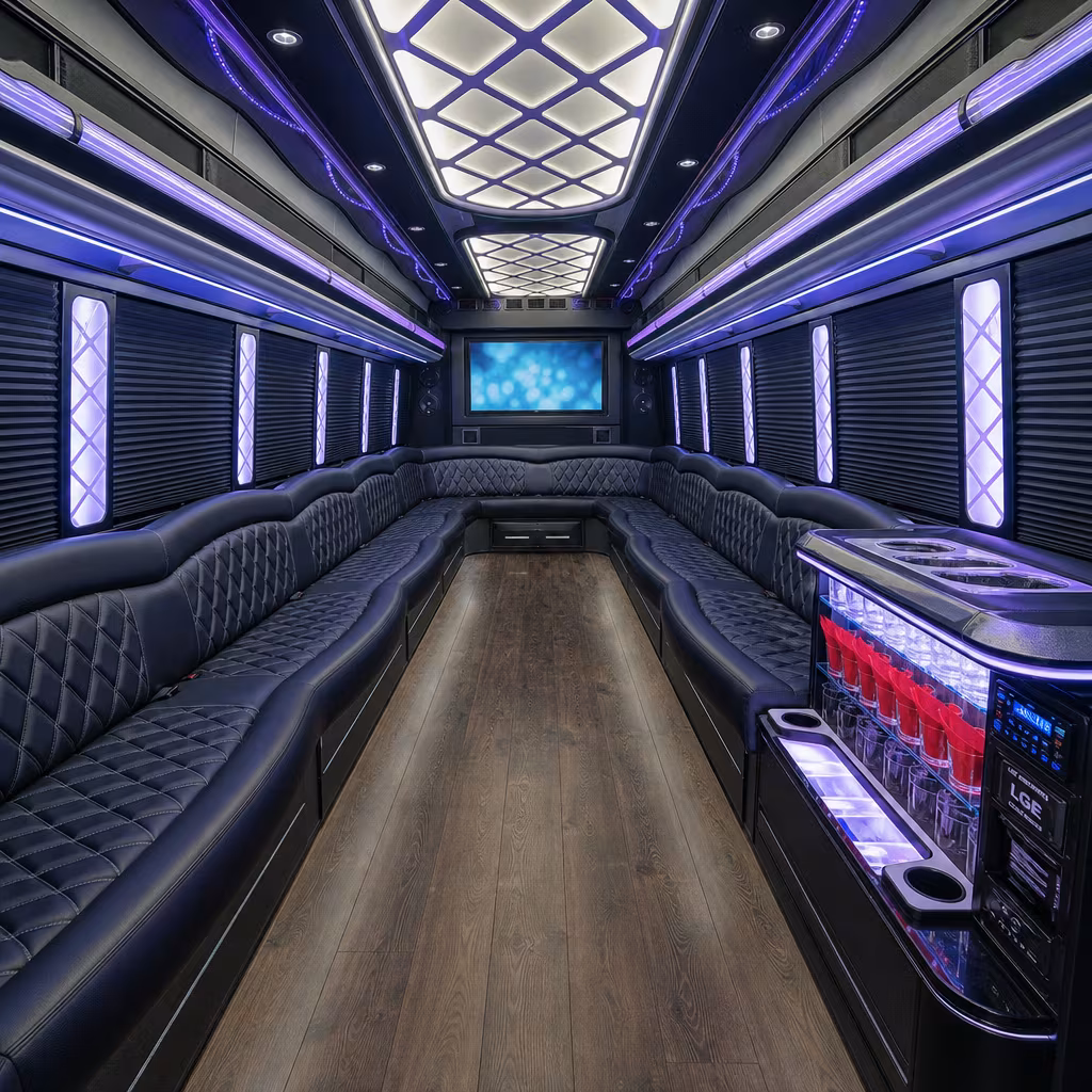 50 Passenger Party Bus Interior