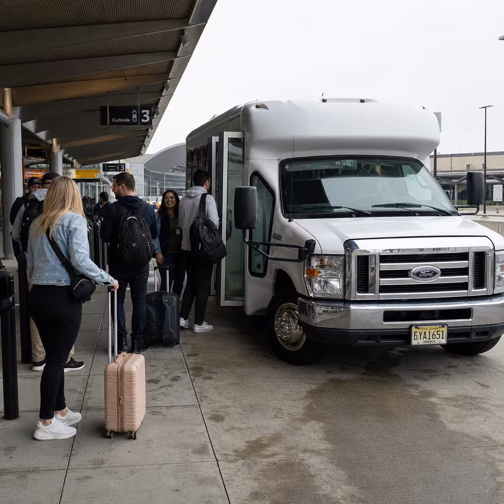 Black Mercedes Sprinter van staged for an Baton Rouge Airport Transportation group