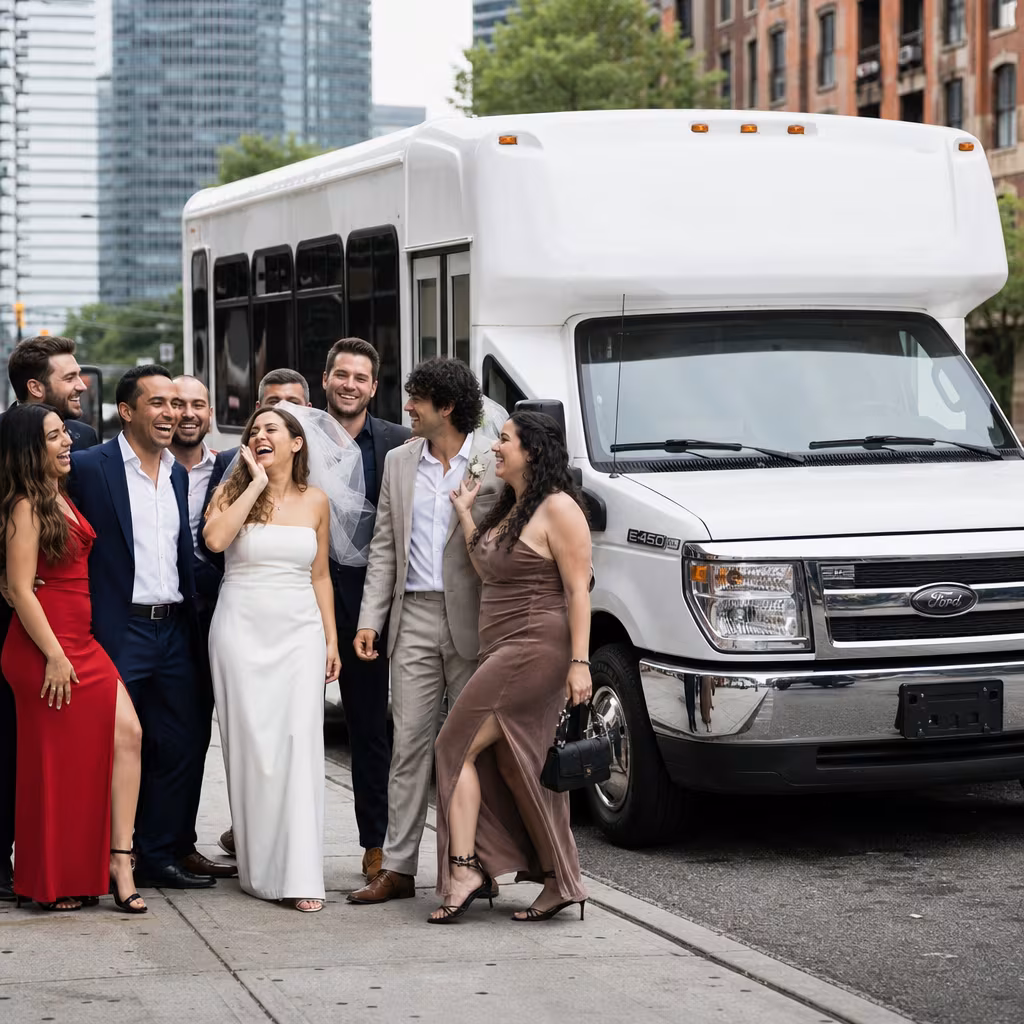 Black Mercedes Sprinter van staged for an Baton Rouge Bachelor & Bachelorette Transportation group
