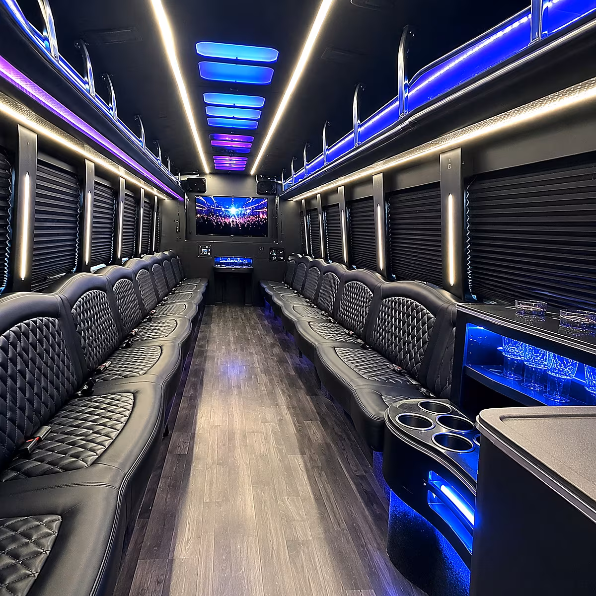 Baton Rouge Private Event Transportation party bus interior