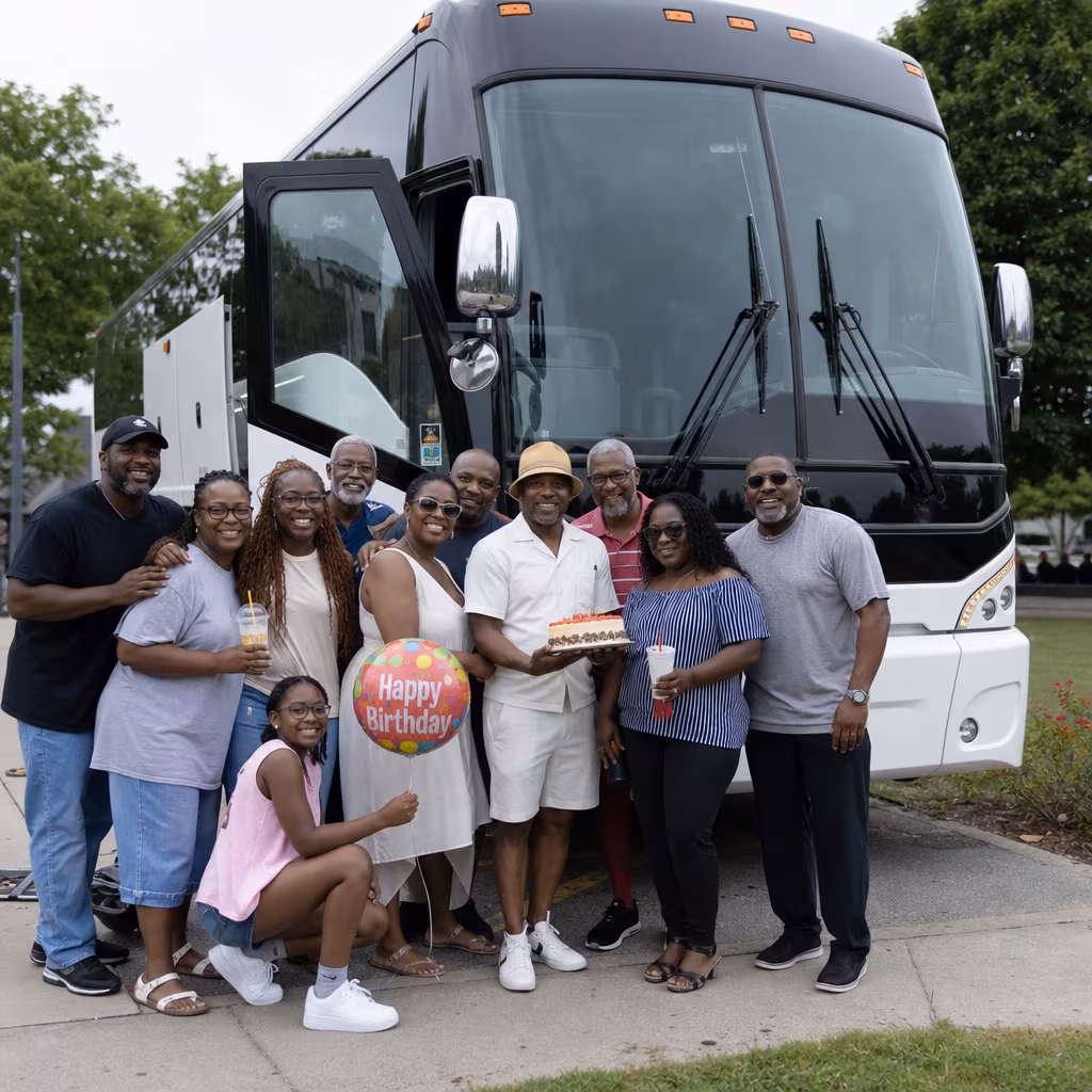 Passengers loading luggage while boarding an Baton Rouge group shuttle
