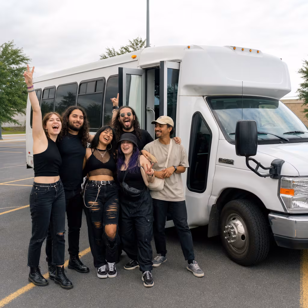 Black Mercedes Sprinter van staged for an Baton Rouge Concert Transportation group