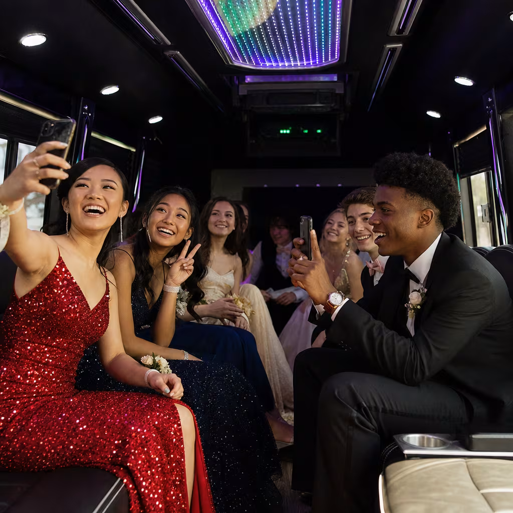 Black Mercedes Sprinter van staged for an Baton Rouge Prom & Homecoming Transportation group