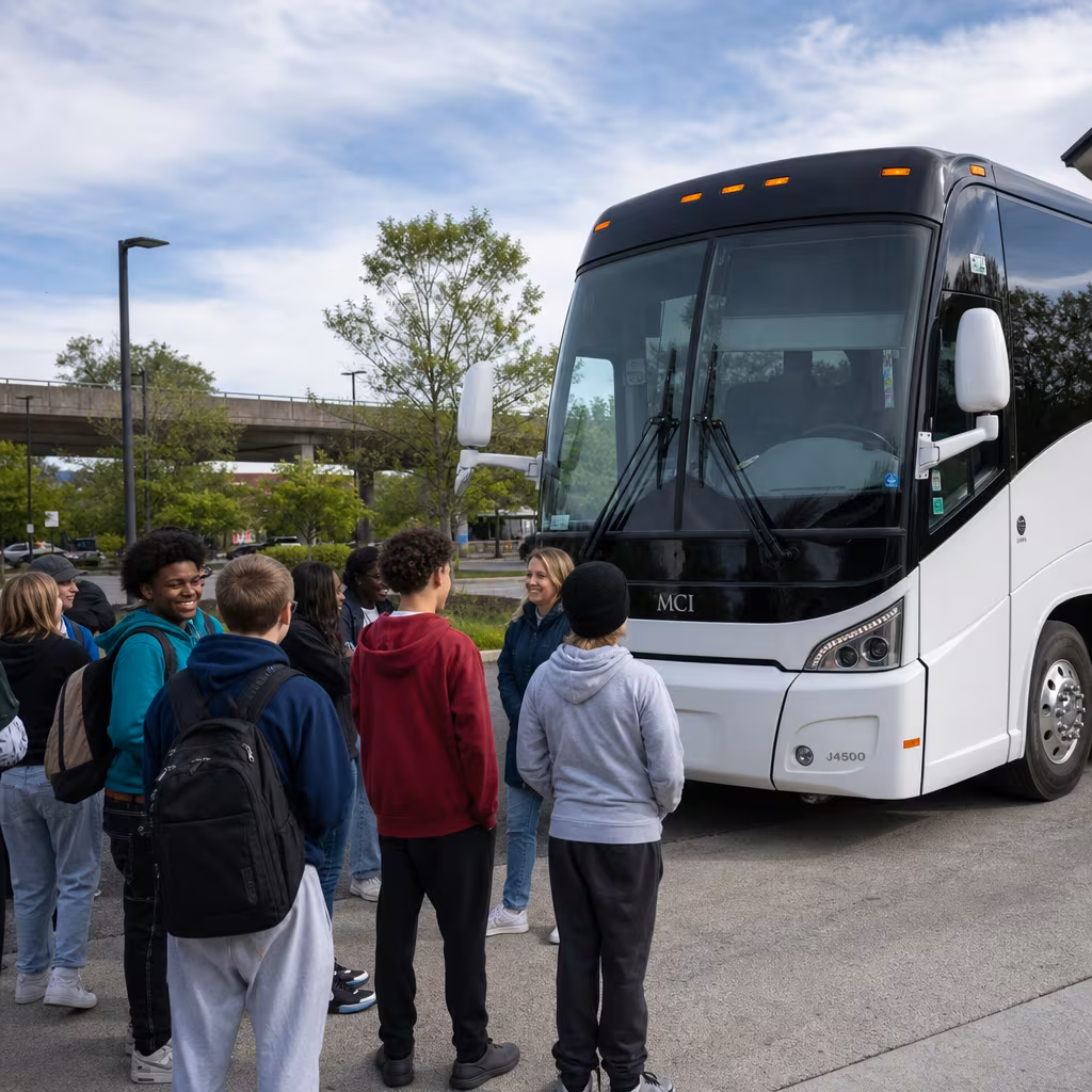 Black Mercedes Sprinter van staged for an Baton Rouge School Transportation group