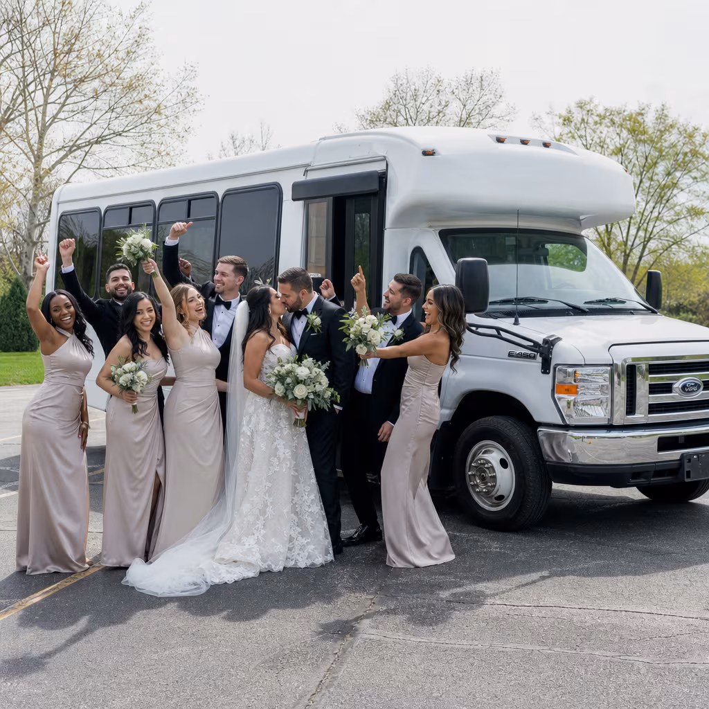Passengers loading luggage while boarding an Baton Rouge group shuttle