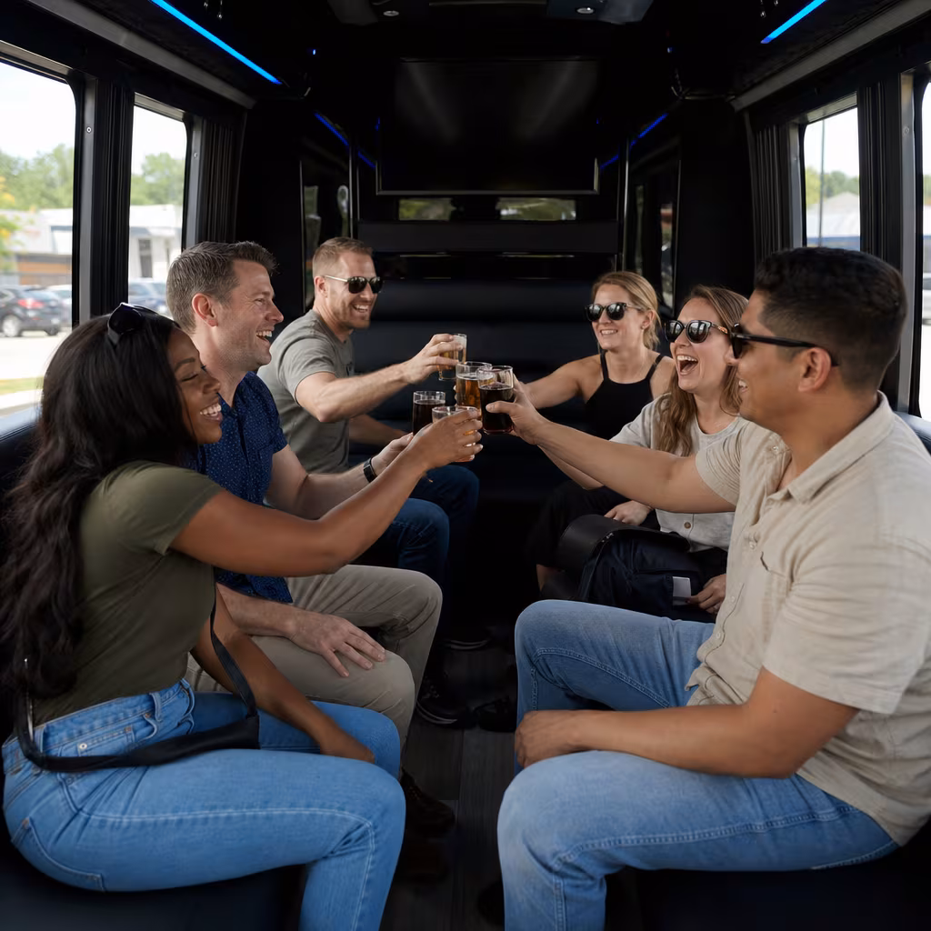 Black Mercedes Sprinter van staged for an Baton Rouge Winery & Brewery Tour Transportation group