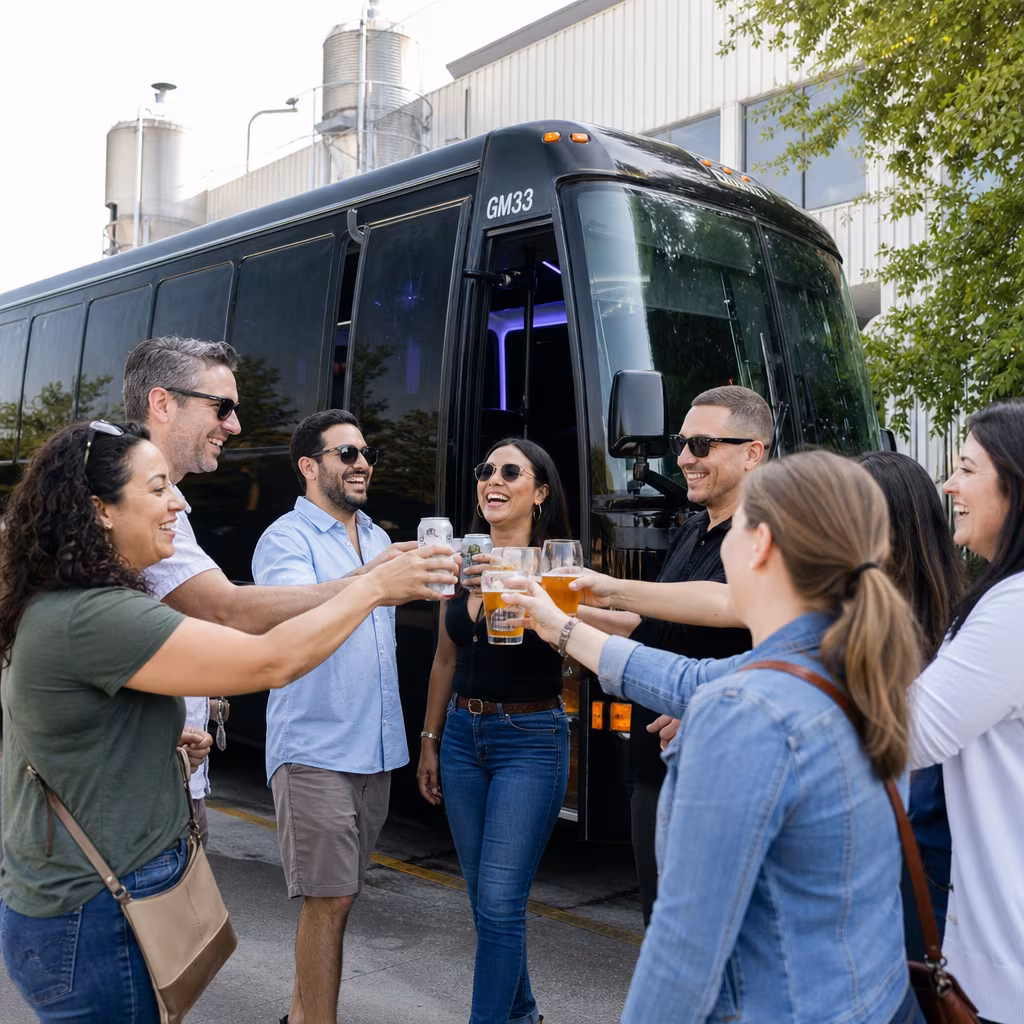 Passengers loading luggage while boarding an Baton Rouge group shuttle